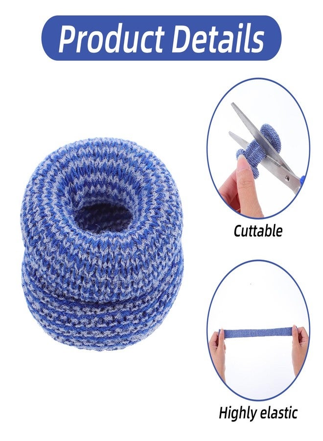 ElevateTech Finger Cots, 60 Pcs Finger Bandage Roll for Fingers Tips Cut Resistant Fingers Protectors Tubular Bandages for Wounds Elastic Thumb Covers for Gardening Sculpture Kitchen (M, Blue & White) - Image 3